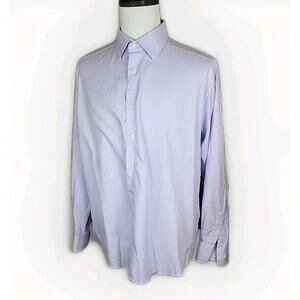 David Donahue Shirt Men 17.5 36-37 Lavender Purple Button Up Preppy Casual